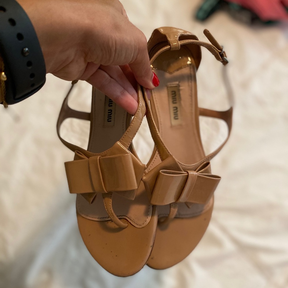 Miu Miu Blush Bow Sandals